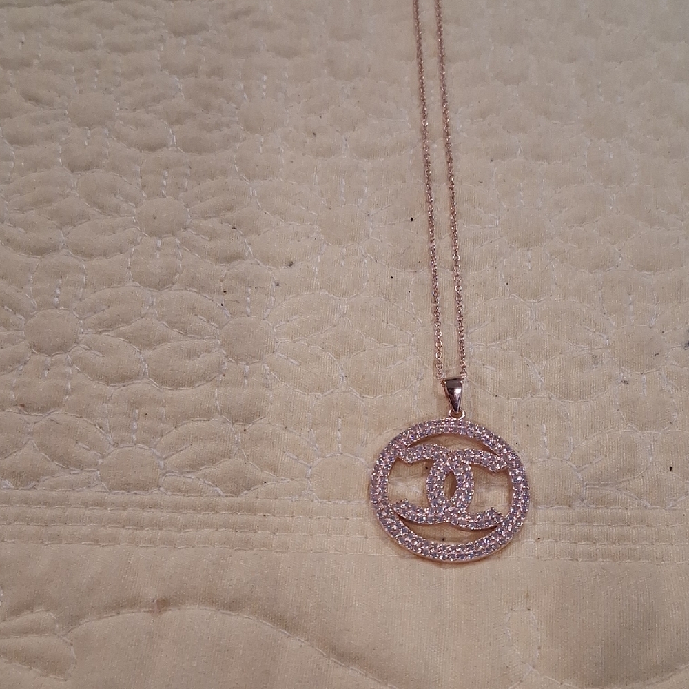 Rose Gold C.Z. Sterling Silver Pendant Necklace